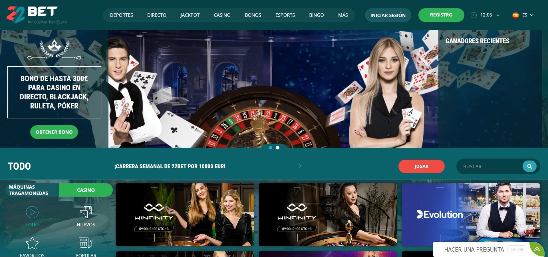 Sitio web oficial de la 22bet Casino