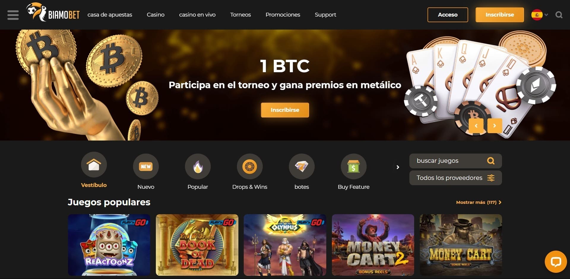 Sitio web oficial de la Biamo Casino