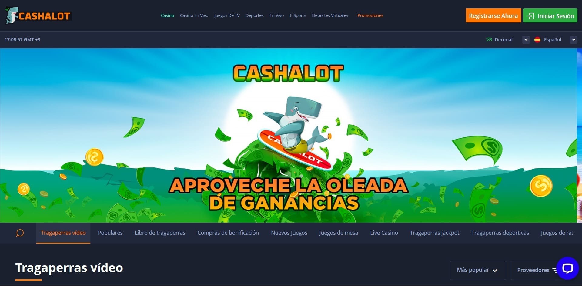 Sitio web oficial de la Cashalot Casino