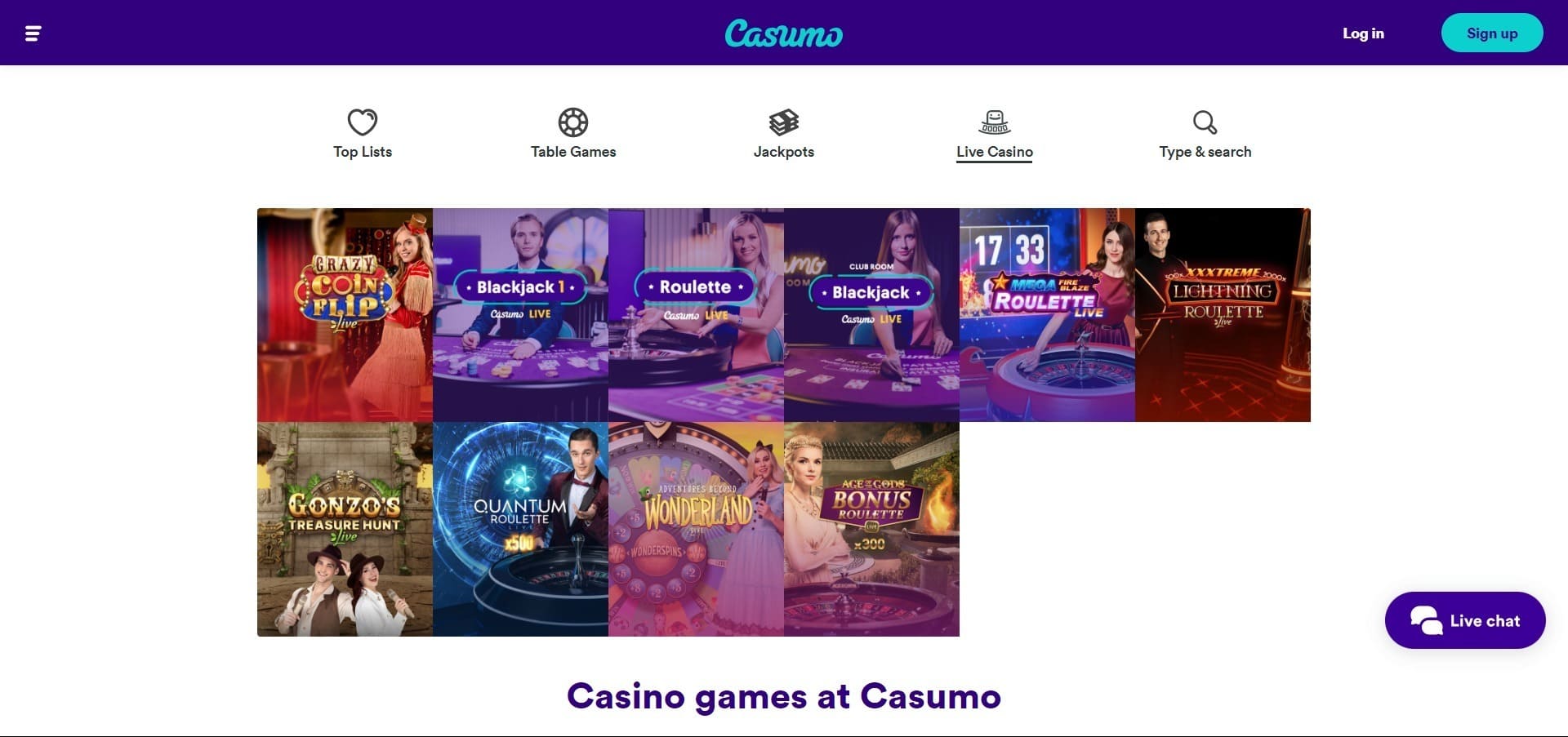 Casumo Casino en vivo