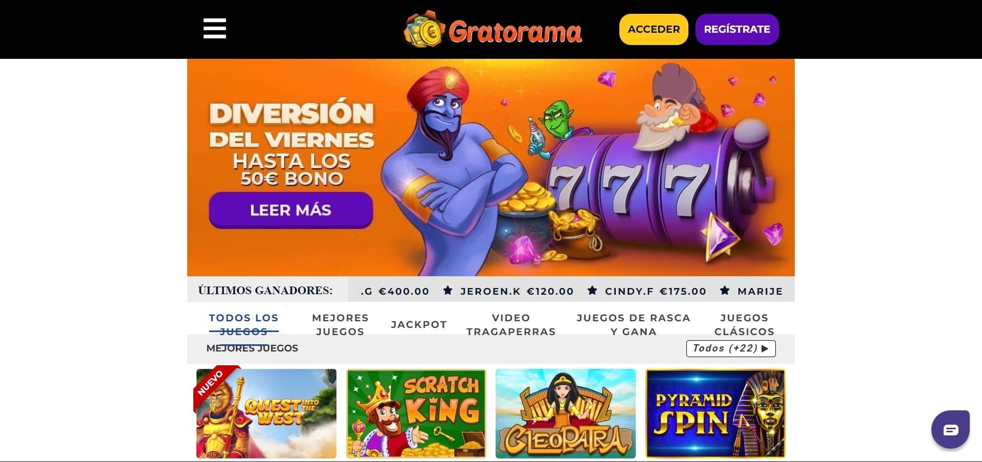 Sitio web oficial de la Gratorama Casino