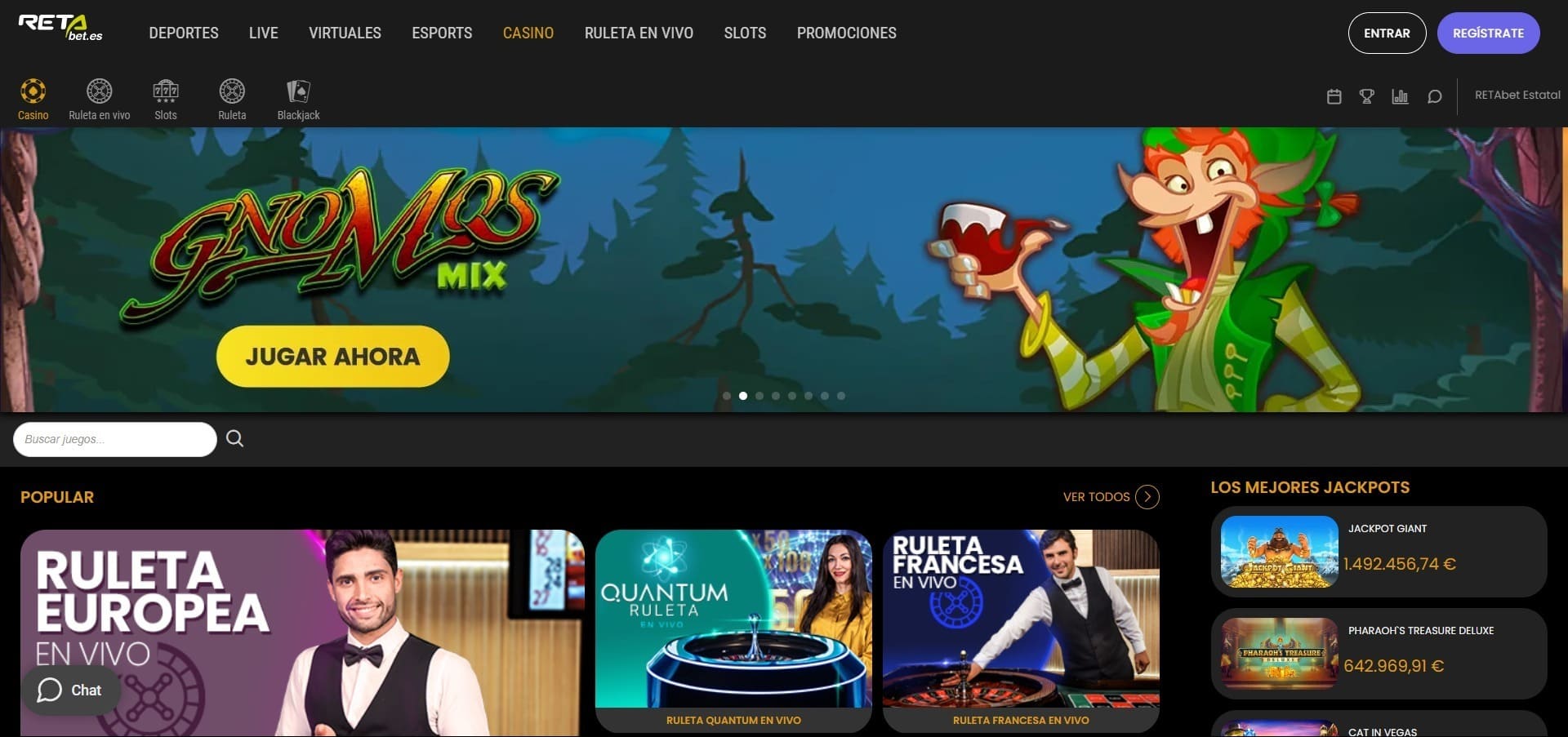 Sitio web oficial de la Retabet Casino